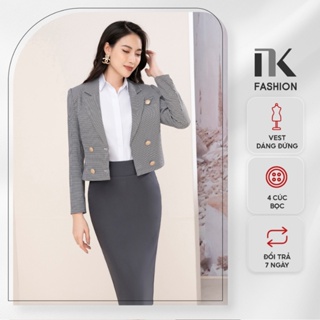 Áo Vest Nữ Công Sở Hàn Quốc NK Fashion Dáng Ngắn Thời Thượng Chất Liệu Cao Cấp NKAK2209002