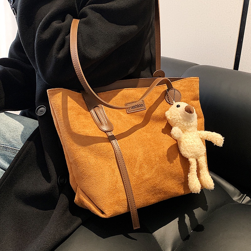 Túi Đeo Vai Da Lộn Cỡ Lớn Họa Tiết Gấu Thời Trang Cho Nữ