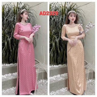 AD2329 Set bộ áo dài truyền thống lụa cổ kết hạt