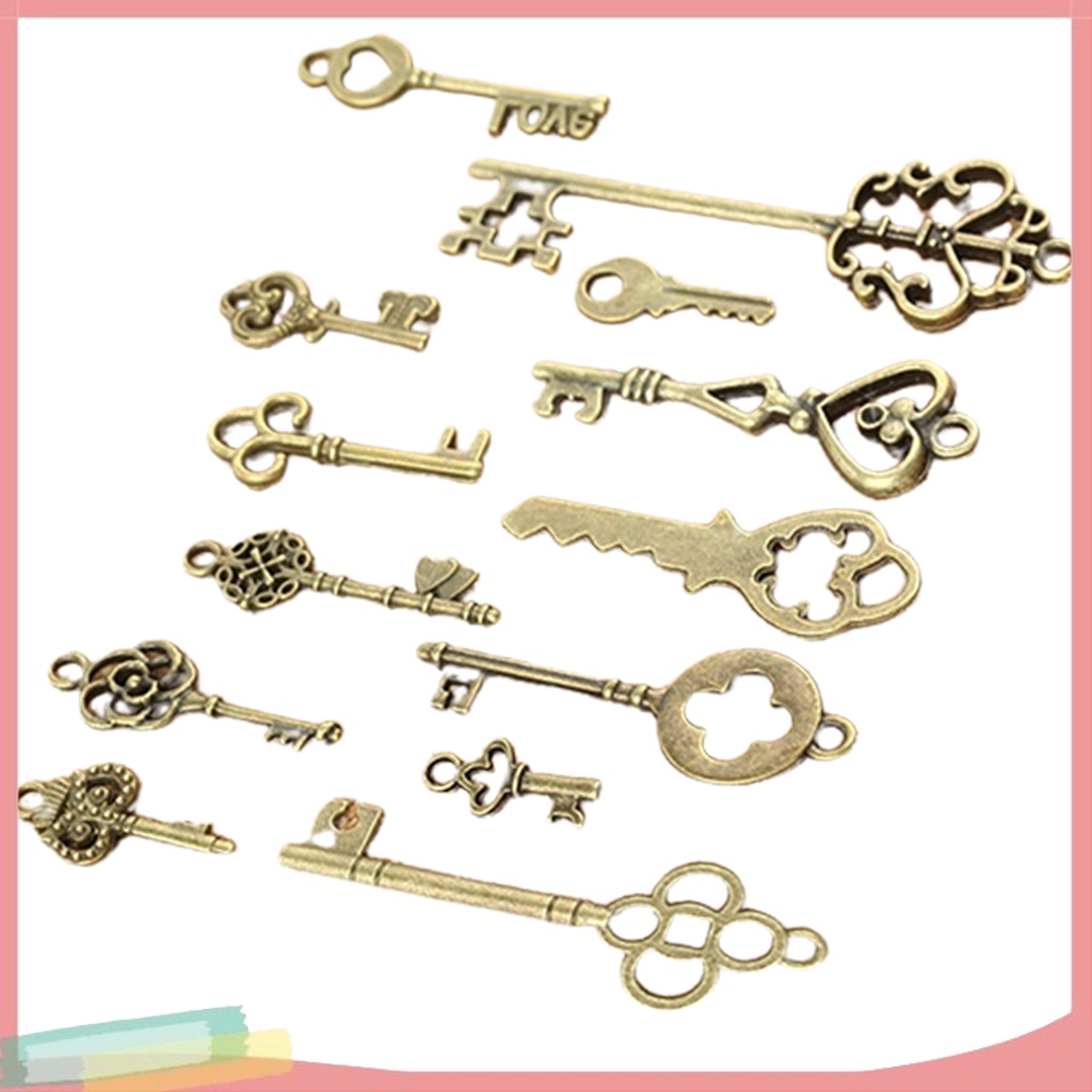 Set 13 mặt dây chuyền hình chiếc chìa khóa đa dạng kiểu Vintage độc đáo