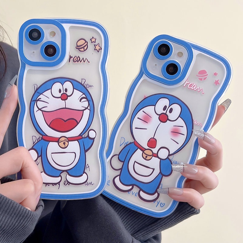 Cartoon Casing Realme C35 Narzo 50A Prime C21Y C25Y C21 C17 7i C15 C12 C25 C25S 20 30A C20 C11 2020 2021 8i 8 Pro 4G 5G 5 5i 5s 6i 2 U1 Cute Waves Edge Doraemon Clear Soft Phone Case Fine Hole Airbag Shockproof Protection Full Back Cover HNB 01