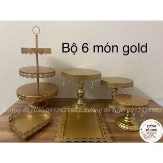 Bộ khay bánh 6 món trắng/vàng gold