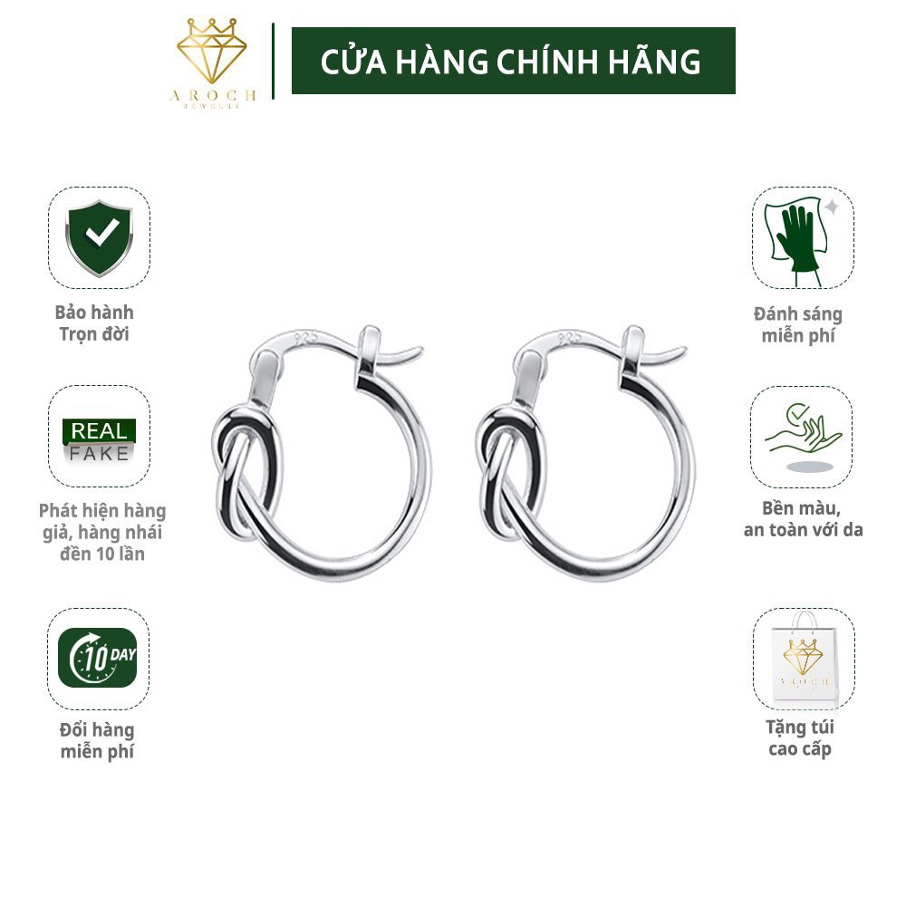 Khuyên tai bạc Ý s925 khóa nút thắt lạ mắt E8016 - AROCH Jewelry