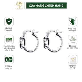 Khuyên tai bạc Ý s925 khóa nút thắt lạ mắt E8016 - AROCH Jewelry