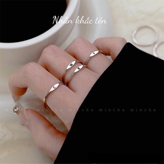 Nhẫn bạc nữ khắc tên chữ cái Mincha