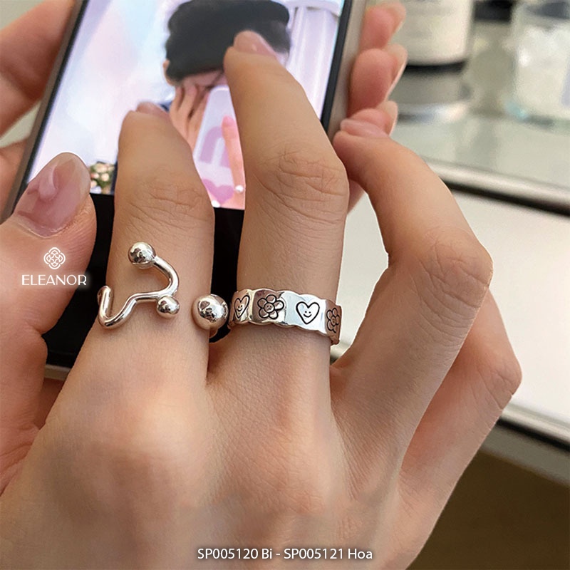 Nhẫn nữ hở bạc 925 Eleanor Accessories thiết kế viền hoa phụ kiện trang sức 5120