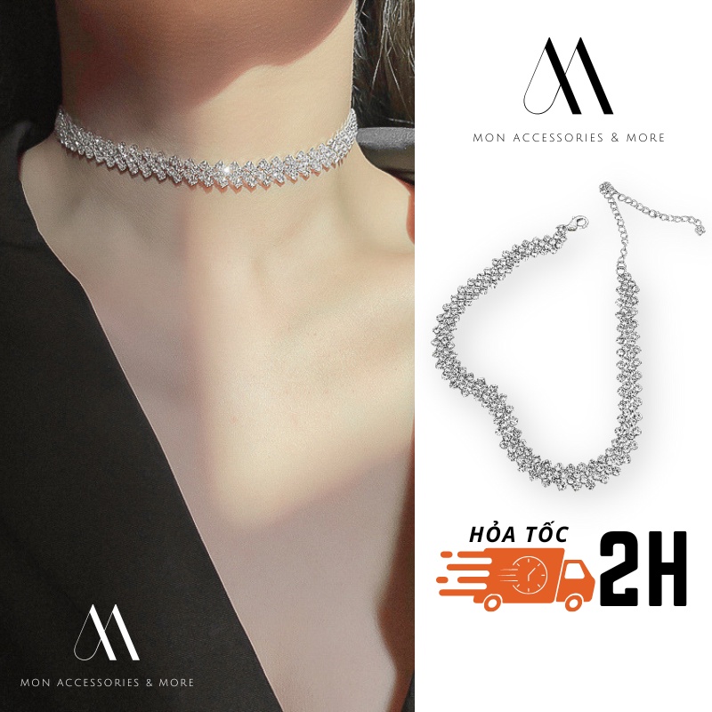 Vòng cổ choker đính đá kim cương đơn giản phong cách Nhật Hàn vòng cổ nữ CK 72