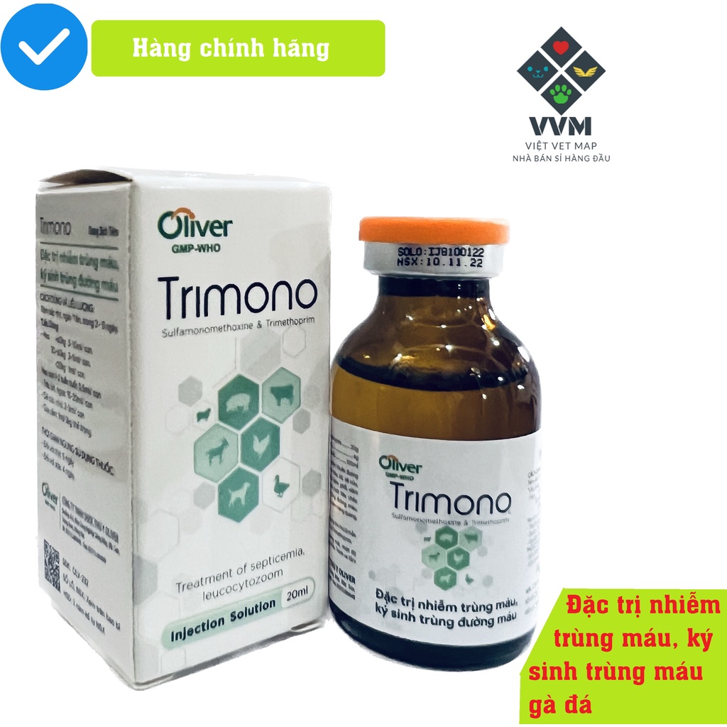 Dứt điểm nhiễm trùng máu, ký sinh trùng máu trên gà đá [Oliver Trimono 20ml]