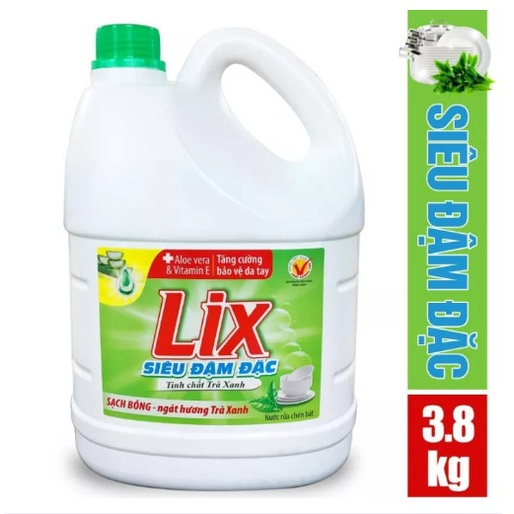 Nước rửa chén LIX siêu đậm đặc trà xanh 3.6kg NT360 làm sạch dầu mỡ không hại da tay - Lixco Việt Nam