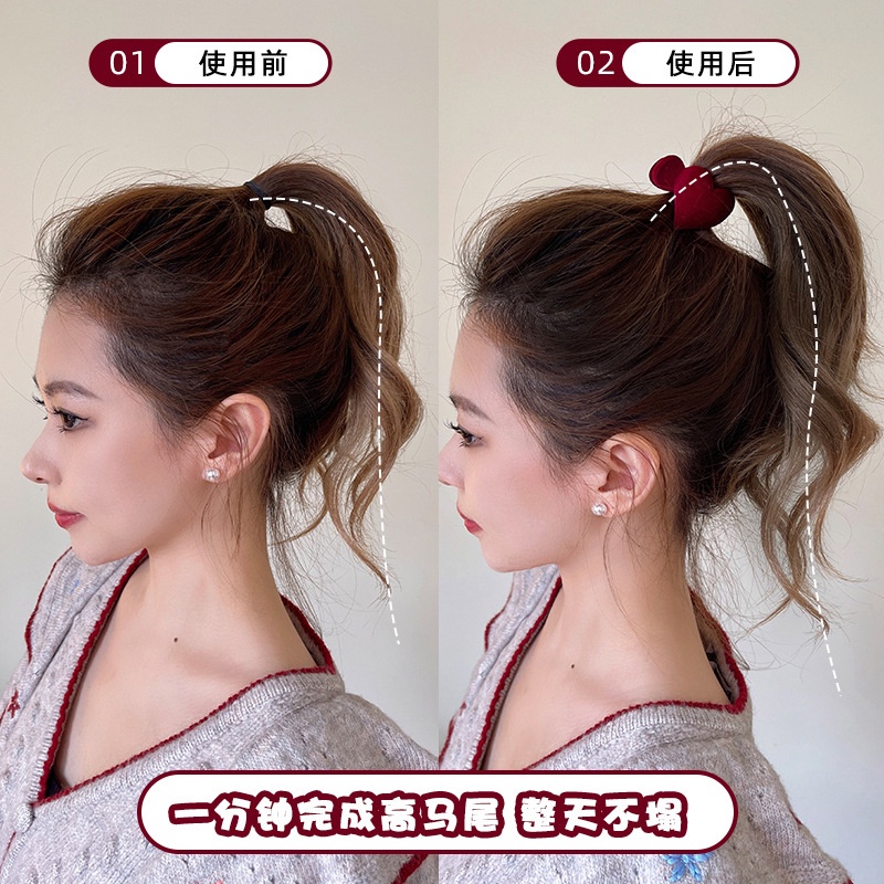 Kẹp Tóc Đuôi Ngựa Hình Trái Tim Phong Cách Retro