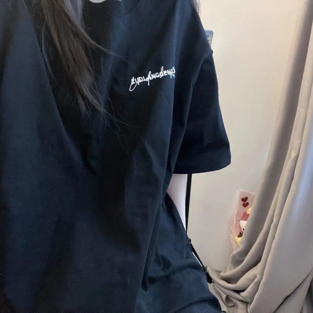 Áo Thun Tay Ngắn In Chữ Trước Sau Phong Cách Hàn Quốc Thời Trang