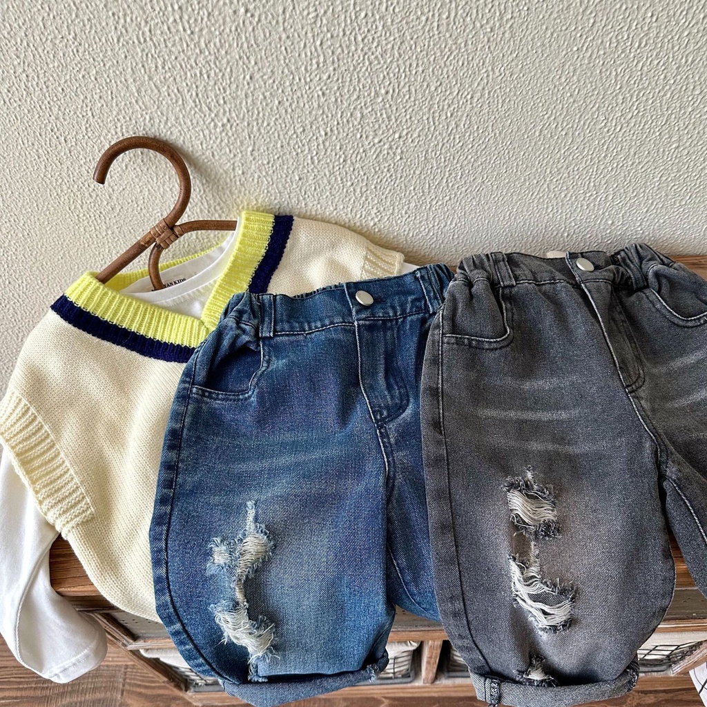 Quần jean rách 2 màu cho bé trai bé gái cá tính B74-21274