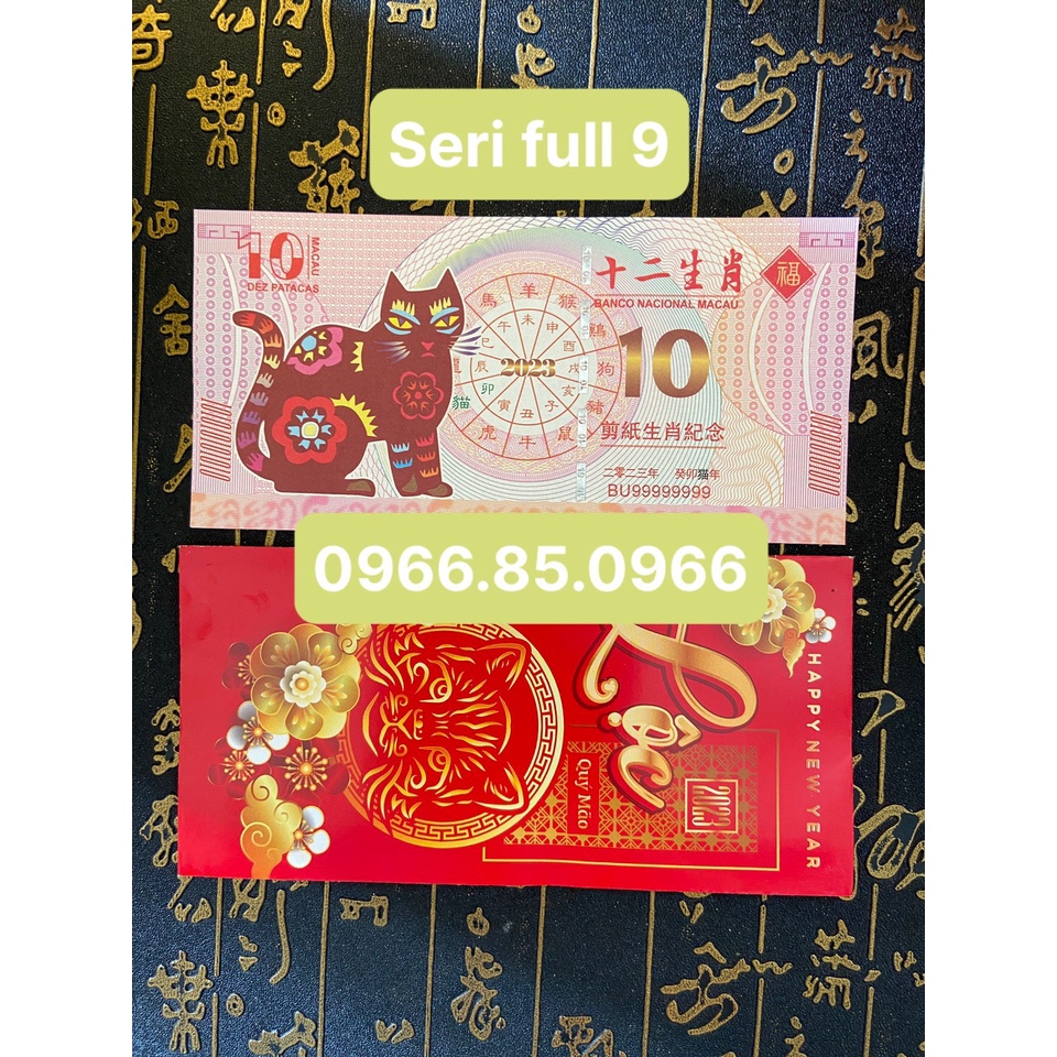 [Vip] Combo 10 Tờ Tiền Số Seri Đẹp Có Full 8,9 - Tiền Con Mèo Macau Kỷ Niệm Lì Xì Tết