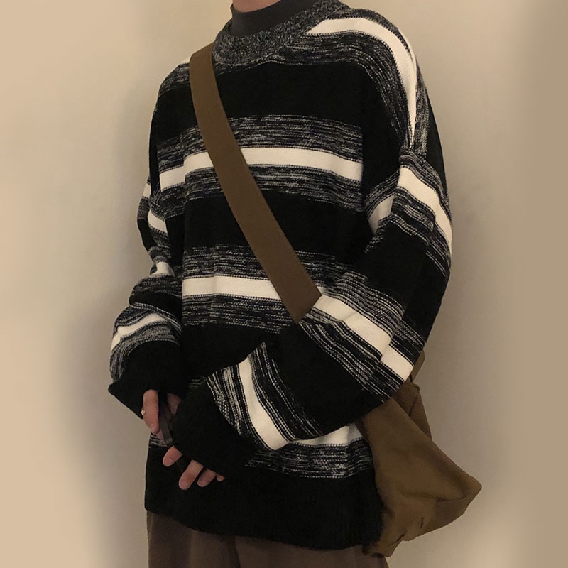 Magee Áo sweater Họa Tiết Kẻ Sọc Thời Trang Thu Đông Dành Cho Cặp Đôi