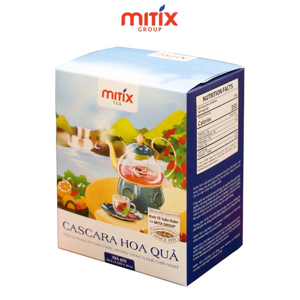 Trà Cascara Mitix hoa quả hộp 50gr, đẹp dáng sáng da, thanh lọc cơ thể