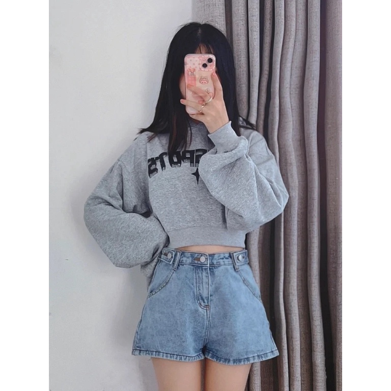 Áo Hoodie Ngắn Dáng Rộng Thời Trang Mùa Thu Hàn Quốc Cho Nữ