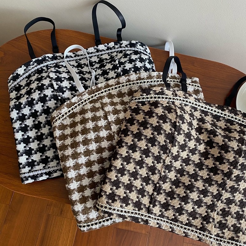 Áo Tank Top Hai Dây Ôm Dáng Họa Tiết Kẻ Sọc Thời Trang Cho Nữ