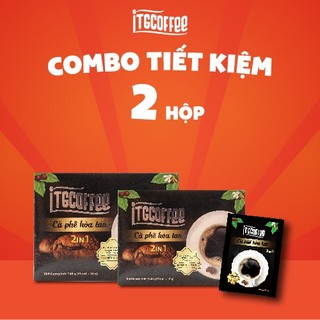 COMBO TIẾT KIỆM 2 HỘP CÀ PHÊ HÒA TAN ITGCOFFEE 2IN1 Cà phê đen, uống nóng/lạnh, có đường - Hộp 15 gói x 16g - Hương mạnh