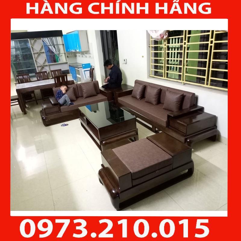 Ảnh thật sofa 2 văng đùi gà gỗ sồi nga màu óc chó, màu cánh gián, màu tự nhiên