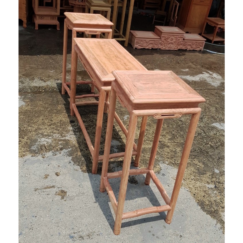 Bộ đôn ghế chân tròn chữ nhật vuông gỗ hương kê phòng khách