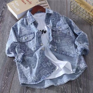 Áo sơ mi denim AMILA tay dài mềm mại thời trang xuân thu cho bé trai