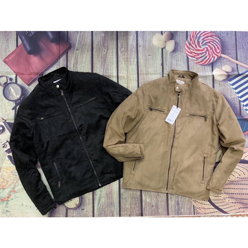 Áo khoác bomber da lộn biker trần bông mgo VNXK