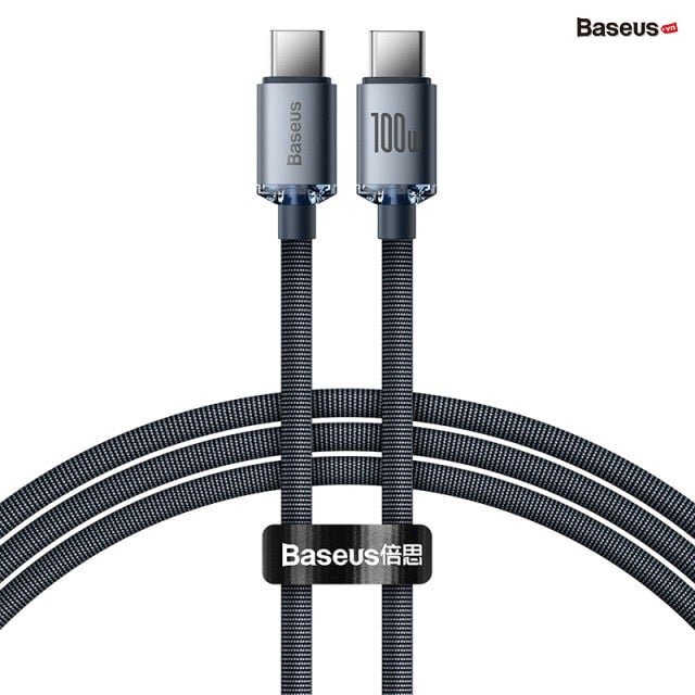 Cáp sạc nhanh type c to type c baseus crystal shine series data pd fast charging 100w qc 4.0