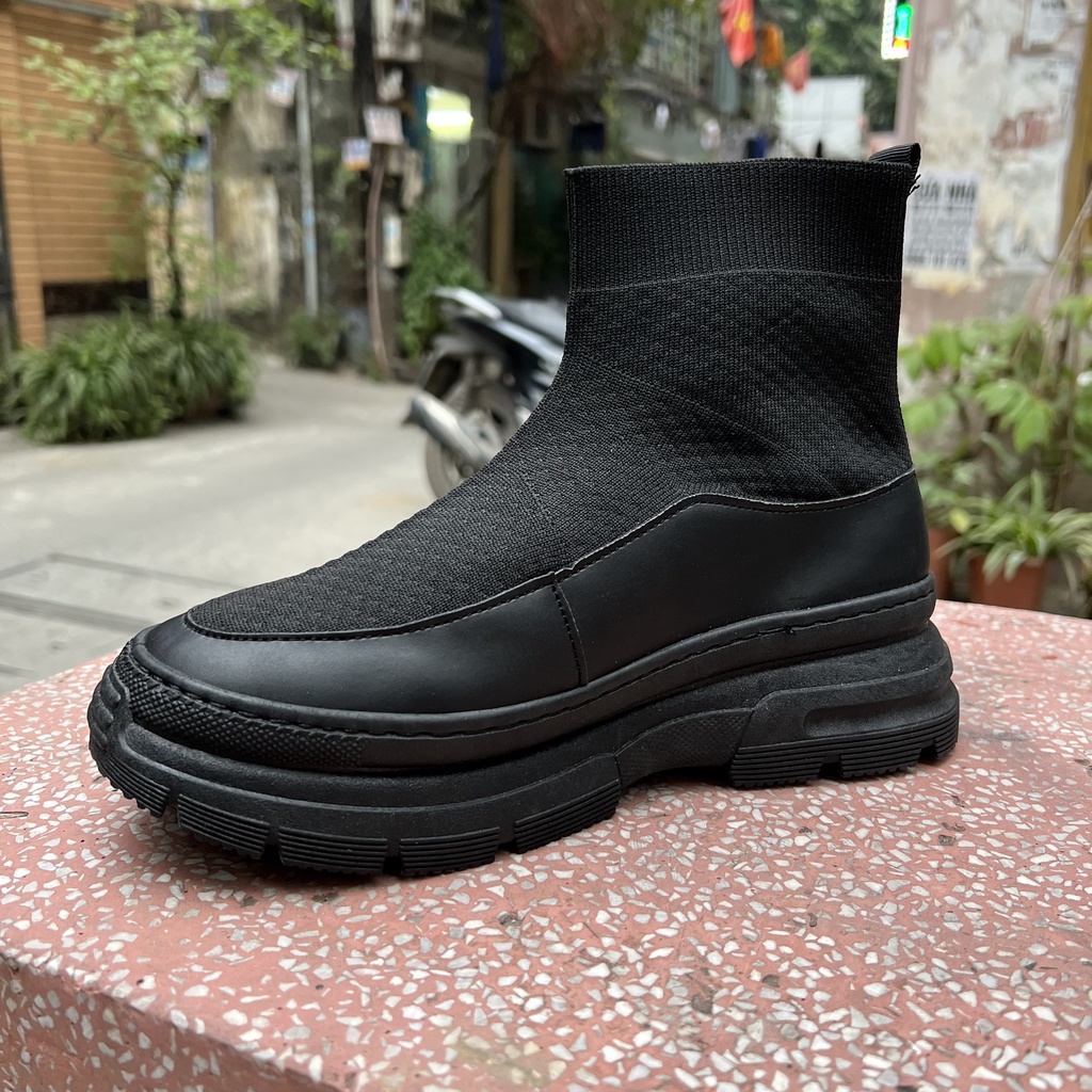 Siêu Phẩm Sneaker phối da vải len tăm co giãn độc quyền Boots & More mã 6816