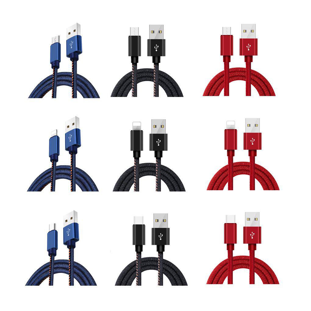 Dây Cáp Sạc Truyền Dữ Liệu Đầu Usb Type-C Dây Denim Dài 1M Dành Cho Điện Thoại Android