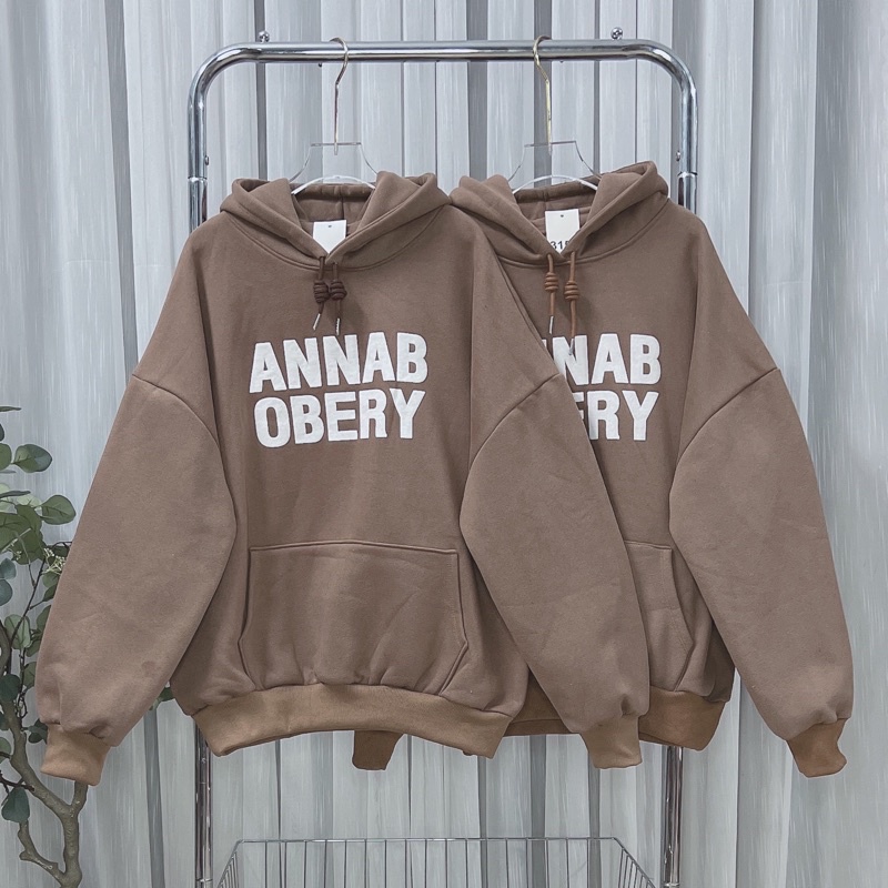 Áo hoodie nỉ tàu chữ in nỗi Annab 4 màu M668