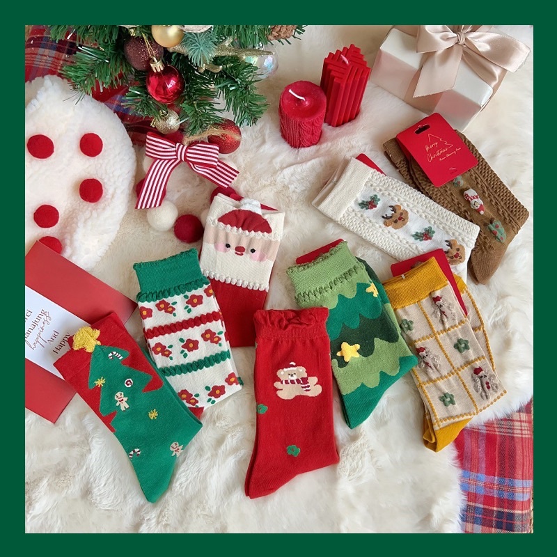 Tất/vớ Giáng Sinh cao cổ thiết kế Noel Socks