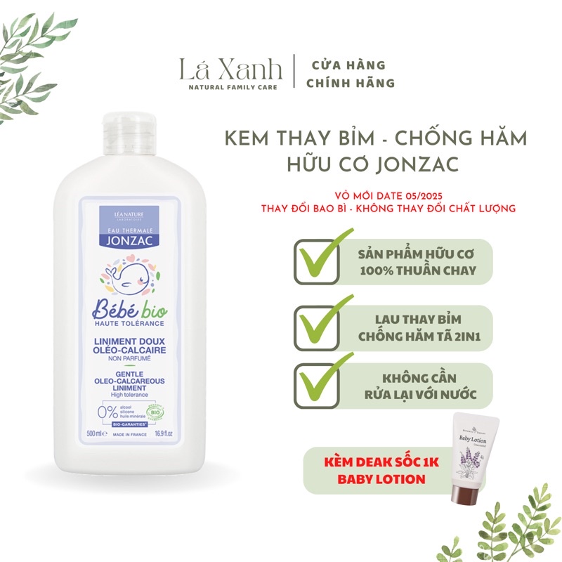 Kem thay tã bỉm chống hăm hữu cơ Liniment Jonzac không cần rửa nước cho bé từ sơ sinh