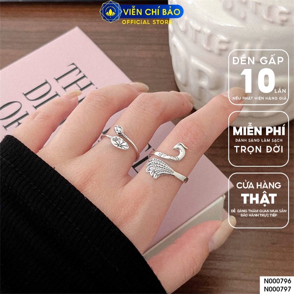 Nhẫn khổng tước cách điệu chất liệu bạc Thái 925 thời trang phụ kiện trang sức Viễn Chí Bảo N000796