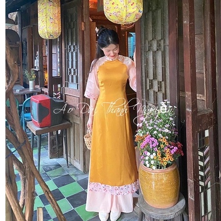 Áo Dài Bách Hoa Xuân , Áo Dài Cách Tân Phối Tay Voon Cách Điệu 3 Màu Cho Các Nàng Lựa