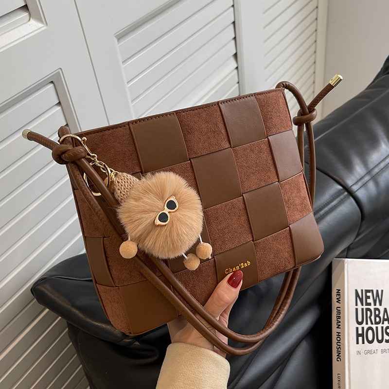 Túi Đeo Vai Bằng Vải Dệt Có Móc Khóa Dễ Thương Dành Cho Bạn Nữ