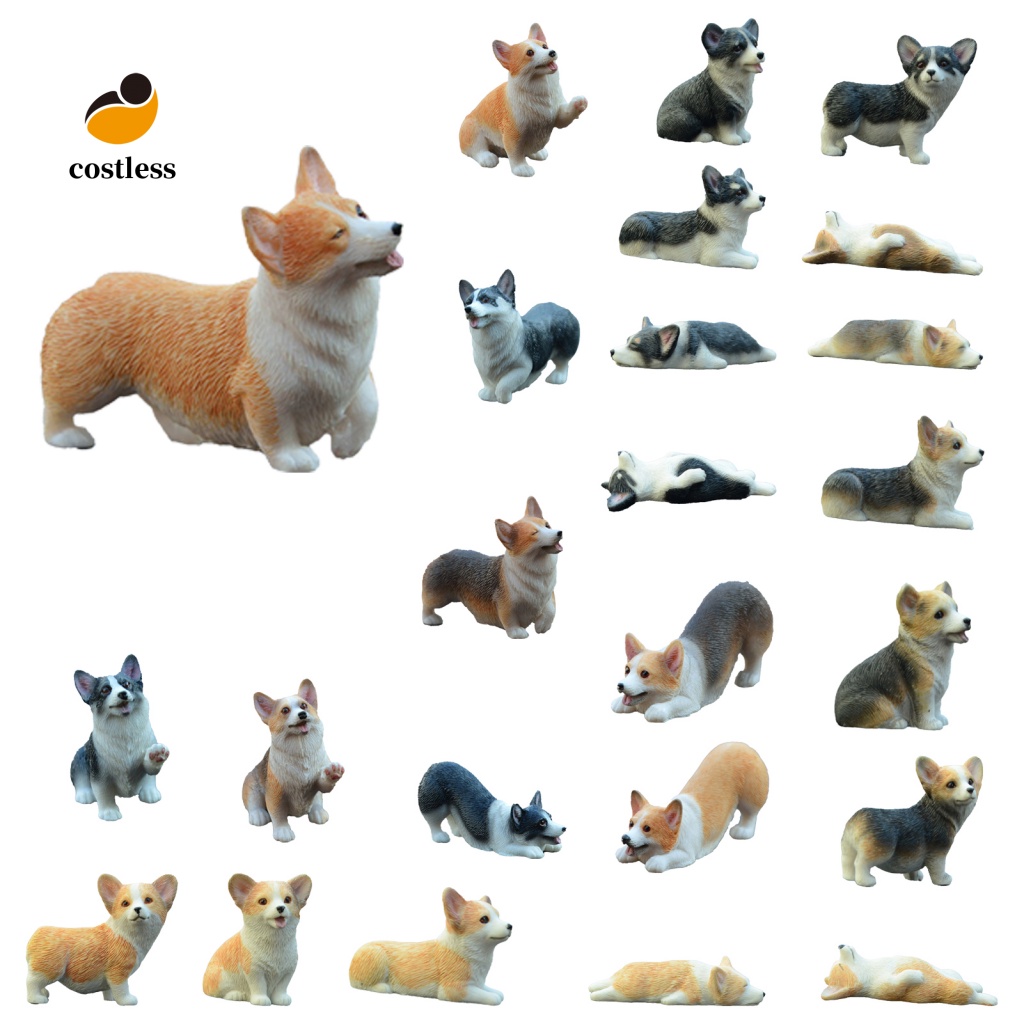 Tượng Mô Hình Chú Chó Corgi Bằng Nhựa Resin Trang Trí Tiểu Cảnh DIY