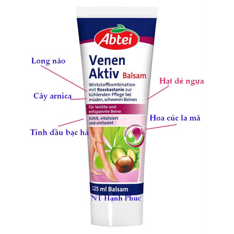 Kem Bôi Giãn Tĩnh Mạch Abtei Venen Aktiv Đức Giãn Cải Thiện Giãn Tĩnh Mạch Chân Giup Lưu Thông Máu 125ml