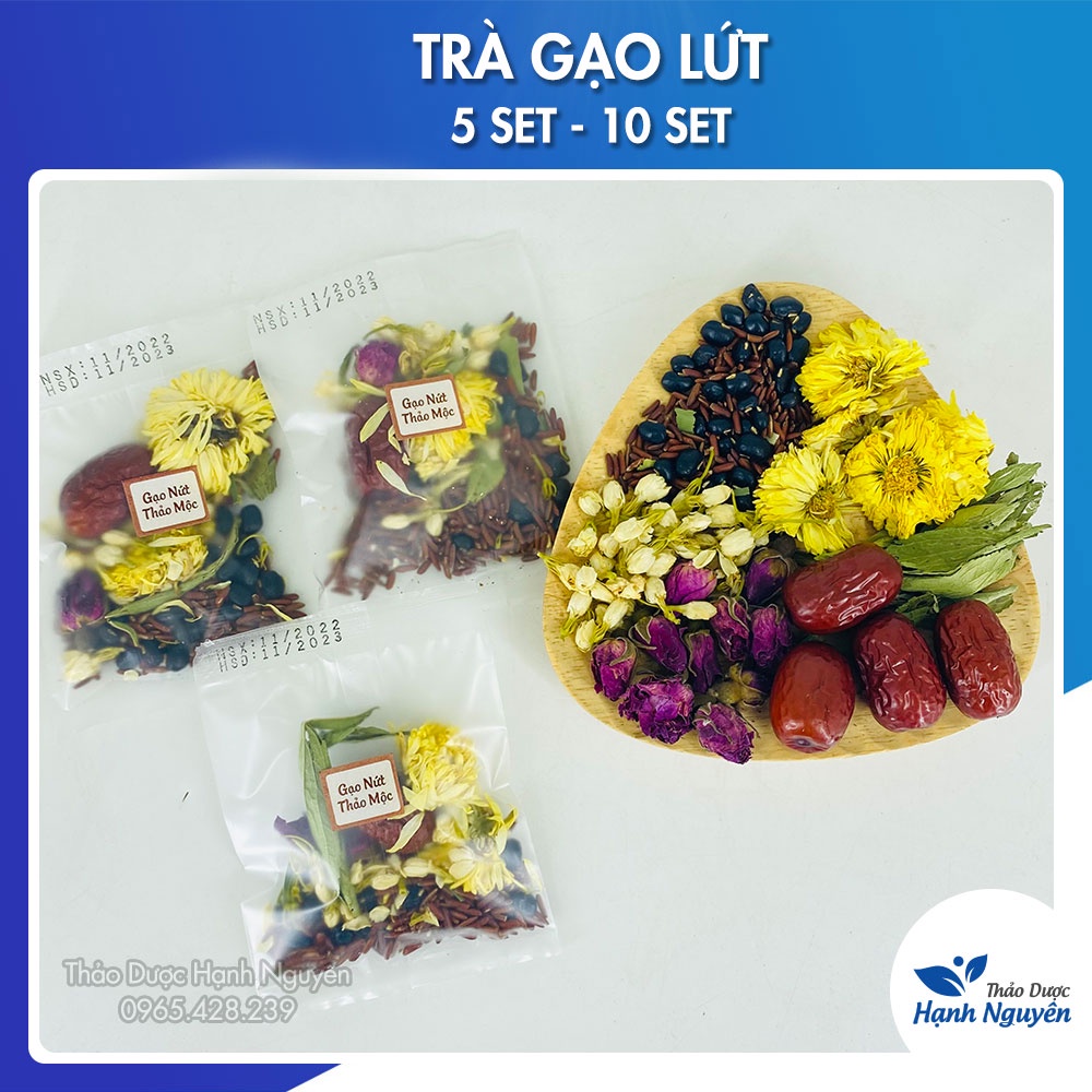 5-10set trà gạo lứt thảo mộc mix set (Hoa cúc, gạo lứt, táo đỏ, hoa nhài, cỏ ngọt, hoa hồng) - Thảo Dược Hạnh Nguyên
