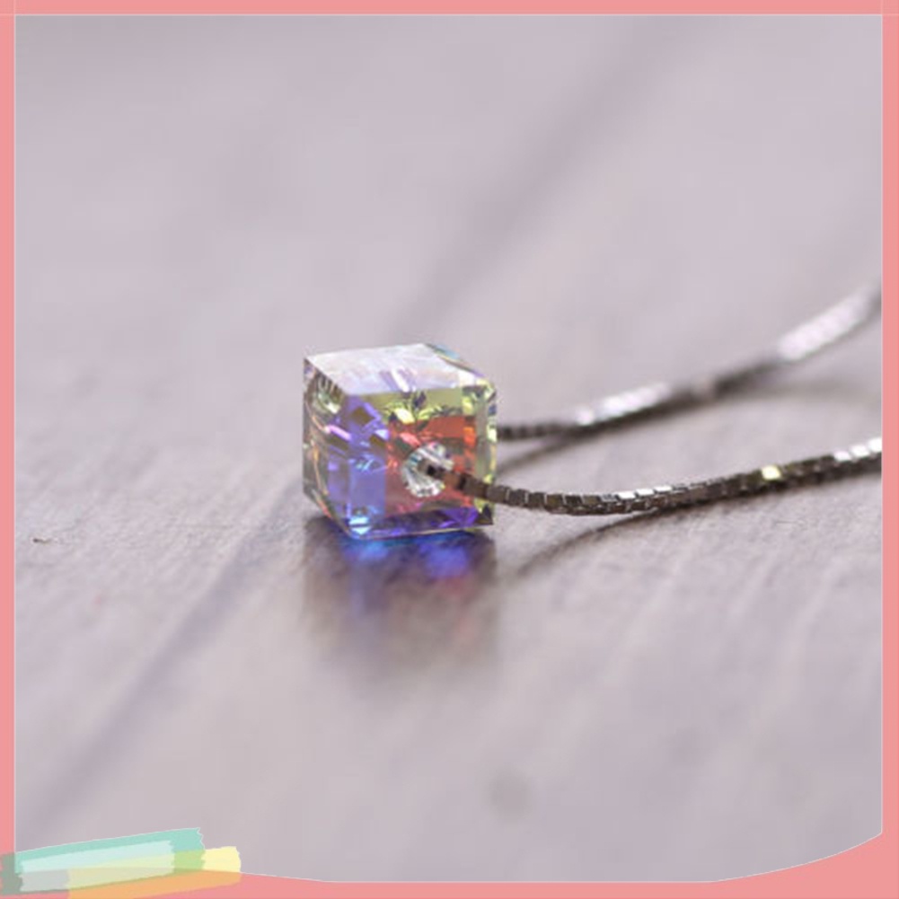 Dây chuyền mặt khối lập phương đa sắc thời trang