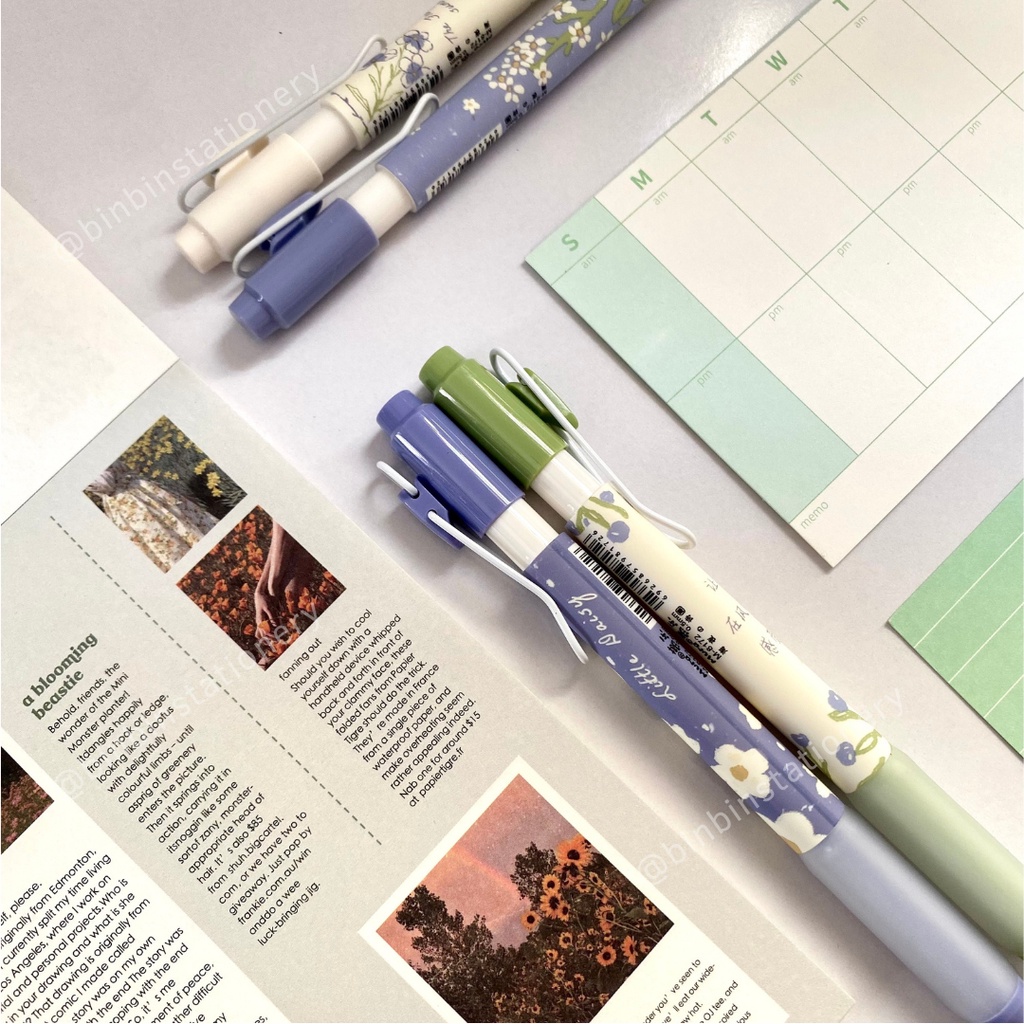 Bút gel MURA Little Daisy phong cách Nhật Bản, ngòi kim, mực đen 0.5 mm BMR-8172