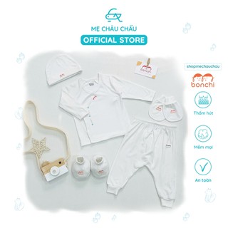 Set 5 Chi Tiết Bonchi Sơ Sinh (Gồm quần áo, bao tay, bao chân, mũ)