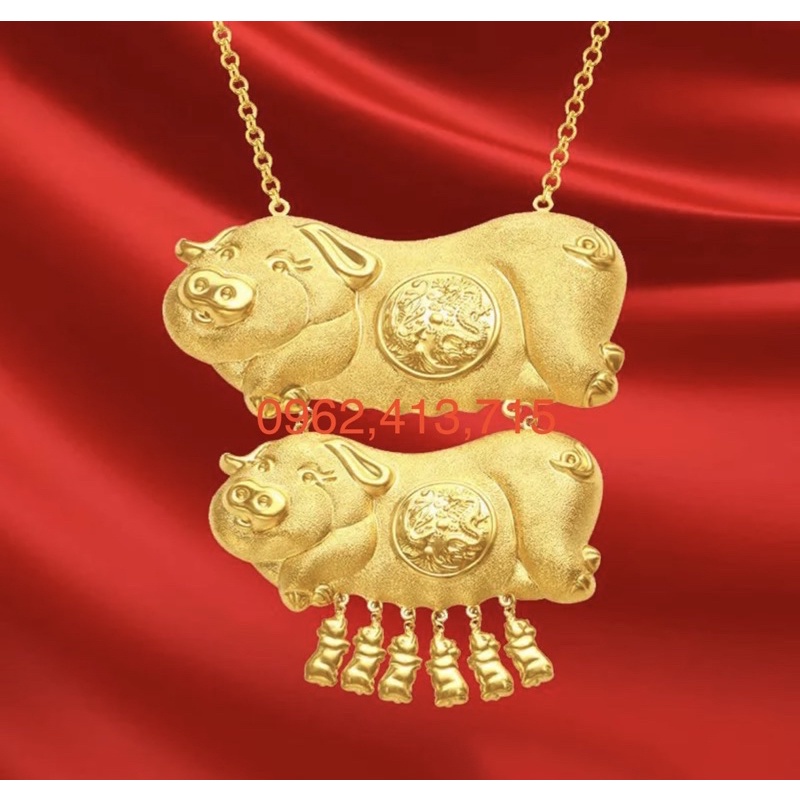Dây chuyền cưới 2 con heo mạ vàng 24 cao cấp siêu đẹp ( chuẩn mẫu tiệm )