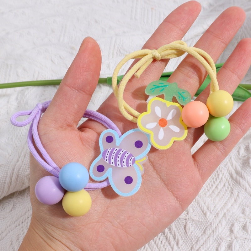 Dây Buộc Tóc Cao Su Co Giãn Hình Hoa Hoạt Hình Dễ Thương Cho Bé Gái