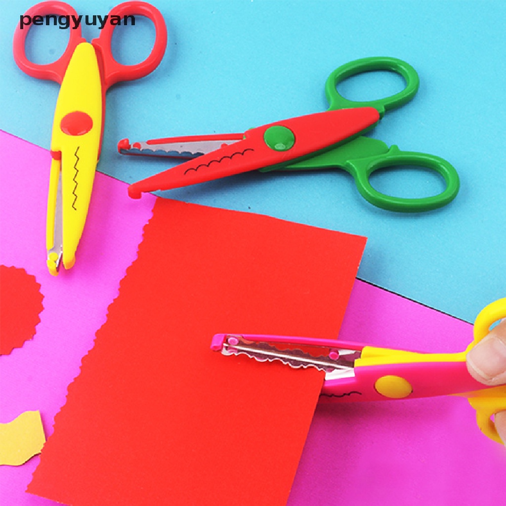 Kéo Cắt Giấy Thủ Công 6 Họa Tiết Viền Cong Trang Trí DIY Cho Bé