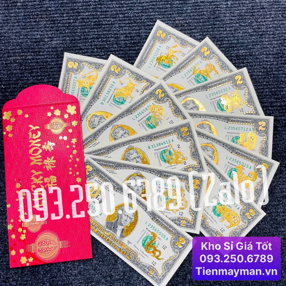 Tờ 2 Đô, 2 USD In Hình 12 Con Giáp Mạ Vàng 3D Kỷ Niệm Làm Quà Tặng, Sưu Tầm, Trang Trí để bóp ví ốp lưng điện thoại