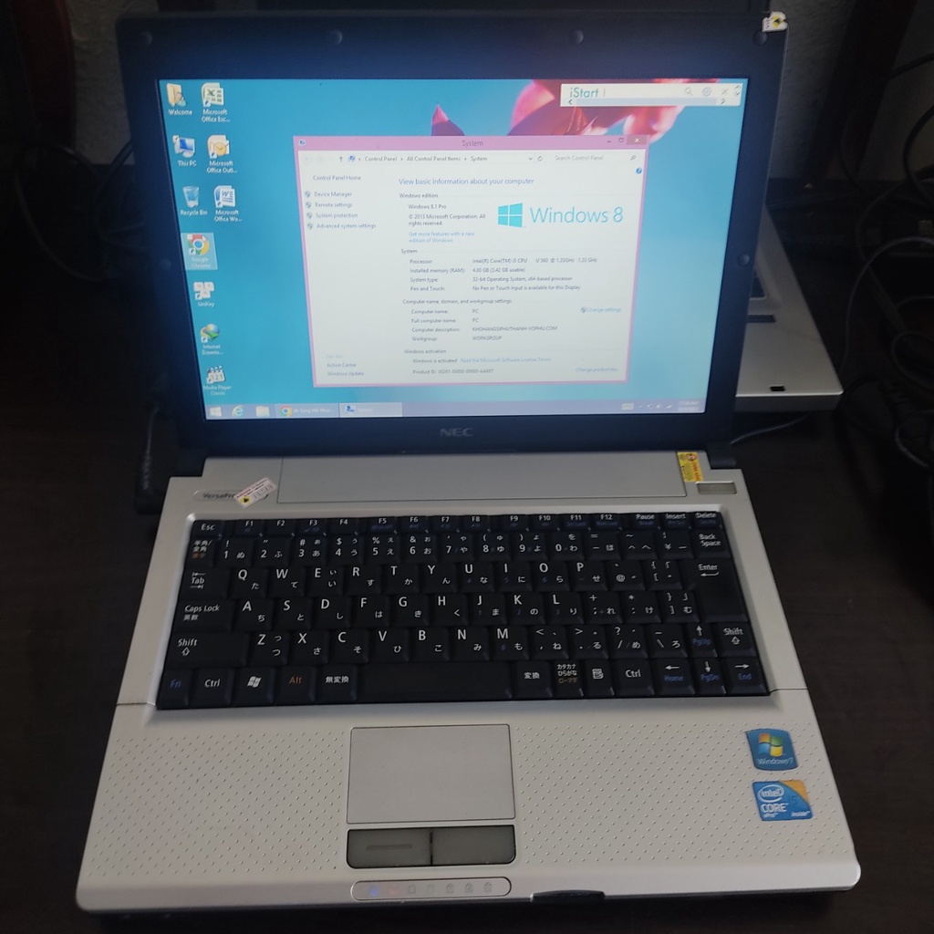 Laptop NEC VersaPro win8 ram 4g dùng cho học tập, giải trí, văn phòng v.v... bao mượt, tốt, bền