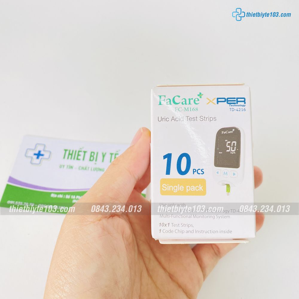 10 Que Thử Axit Uric FACARE (Gout) Dành Cho Máy Đo Đa Năng Facare 5in1 FC-M168 - Tặng 10 Kim Lấy Mẫu