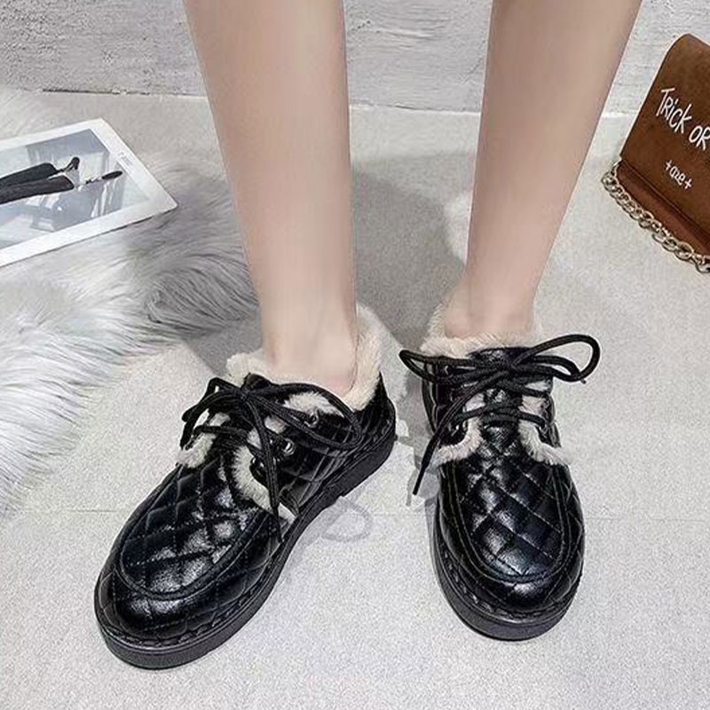 One Giày Bốt Da Lót Lông Giữ Ấm Thời Trang Hàn Quốc Cho Nữ