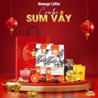 Quà tặng cà phê combo tết sum vầy robusta honey đậm vị, túi quà tết tặng người thân, đối tác