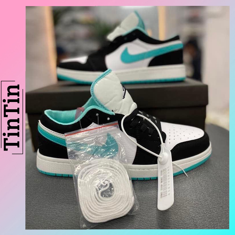 Giày Nike Air Jodan Low Panda Xanh Ngọc, Giày JD1 Cổ Thấp Island Green Nam Nữ
